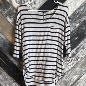 Paper Tee Striped 3/4 Sleeve Top